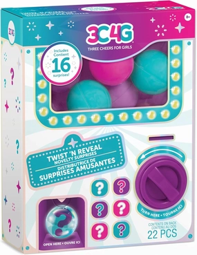 3C4G: Twist 'N Reveal Novelty Surprises - Dispenses 16 Treasure-Filled Capsules, Assortment of Exciting Accessories, Three Cheers for Girls, Kids 8 