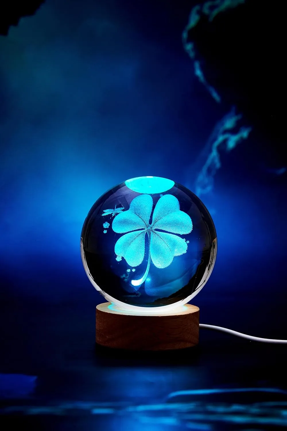3D Four-Leaf Clover Crystal Ball Lamp,Lifelike 3D LED Clover Night Light,16 Colors Changing Light,Dimmable Remote Control,Clover Lamp Gift (Four-Leaf Clover)