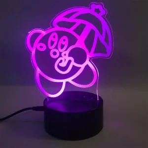 3D Night Light Cute LED Nightlight Anime Character Kirby Toys 7 Colors Change Room Décor Dimmable Table Lamp Kids Boys Girls Gifts for Christmas Birthday