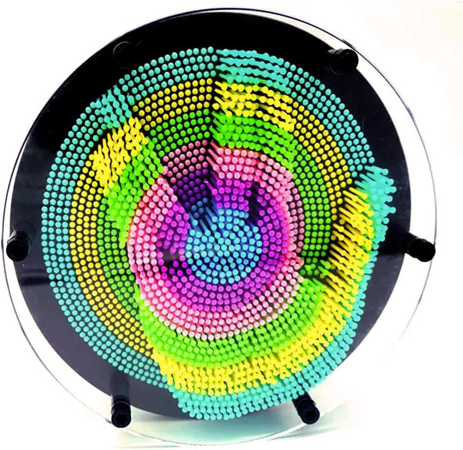 3D Pin Art Intellectual Fun Toy Rainbow Pin Art Palm Board Extra Large(8 x8 Inches) Arouse Sense of Imagination Innovative Boundless Creativity