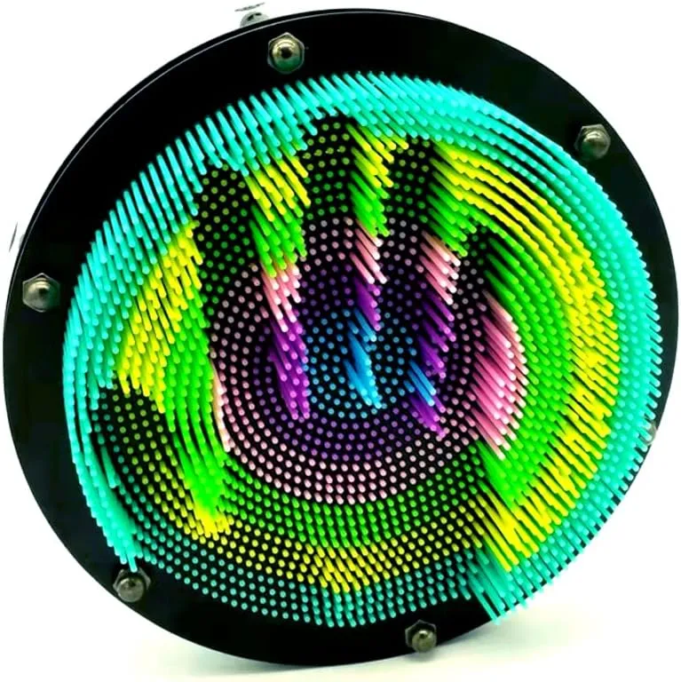 3D Pin Art Intellectual Fun Toy Rainbow Pin Art Palm Board Extra Large(8 x8 Inches) Arouse Sense of Imagination Innovative Boundless Creativity