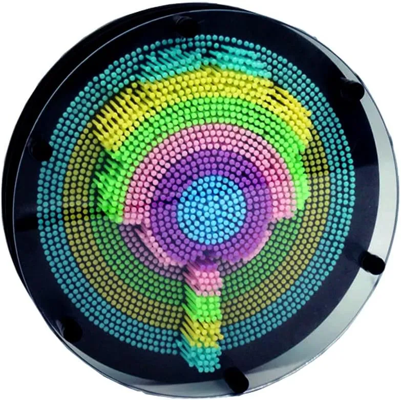 3D Pin Art Intellectual Fun Toy Rainbow Pin Art Palm Board Extra Large(8 x8 Inches) Arouse Sense of Imagination Innovative Boundless Creativity