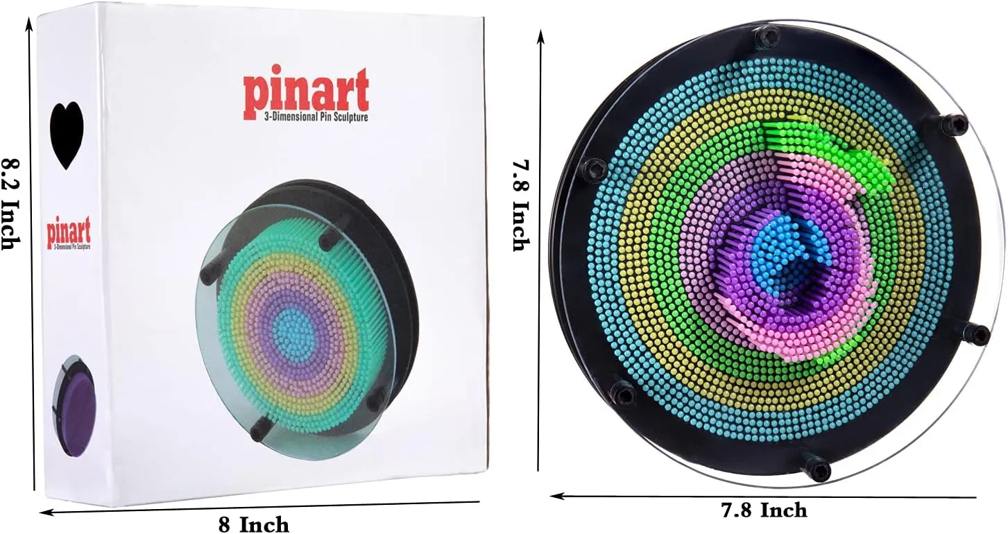 3D Pin Art Intellectual Fun Toy Rainbow Pin Art Palm Board Extra Large(8 x8 Inches) Arouse Sense of Imagination Innovative Boundless Creativity