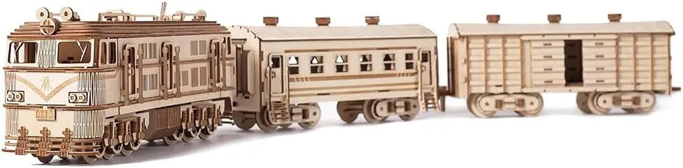 3D Wood Train Puzzle, DIY Wooden Models for Adults to Build, 2313pcs Steampunk 3D Puzzles Wooden Craft Kits, Creative Desk Decor Unique Gift