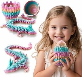 3D Printed Dragon,Dragon Eggs with Dragon Inside,Surprise Dragon Egg Toy,12'' Full Articulated Crystal 3D Dragonls