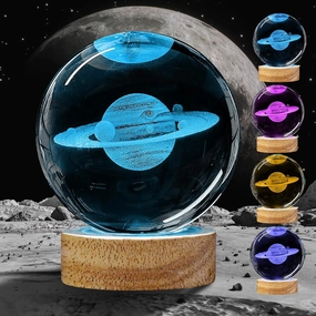 3D Saturn Crystal Ball Night Light Upgraded 3.15 in Saturn Planet Glass Sphere Lamps with 16 Color and Remote for Birthday Holiday, Saturn Galaxy Home Decor Gifts for Teens Boys and Girls