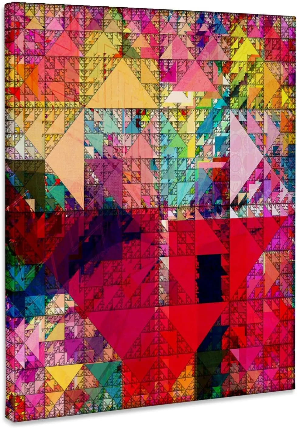 3dRose, Quilted Effect Colorful Triangle Squares Pattern, Museum Grade Canvas Wrap 11x14