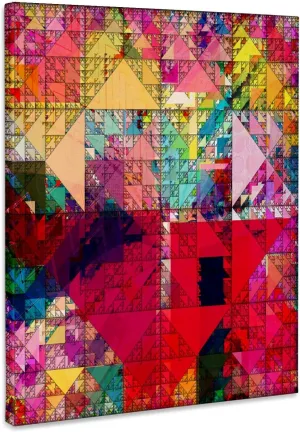 3dRose, Quilted Effect Colorful Triangle Squares Pattern, Museum Grade Canvas Wrap 11x14