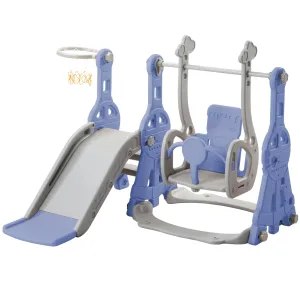 4-in-1 Kids Slide, Swing & Basketball Set