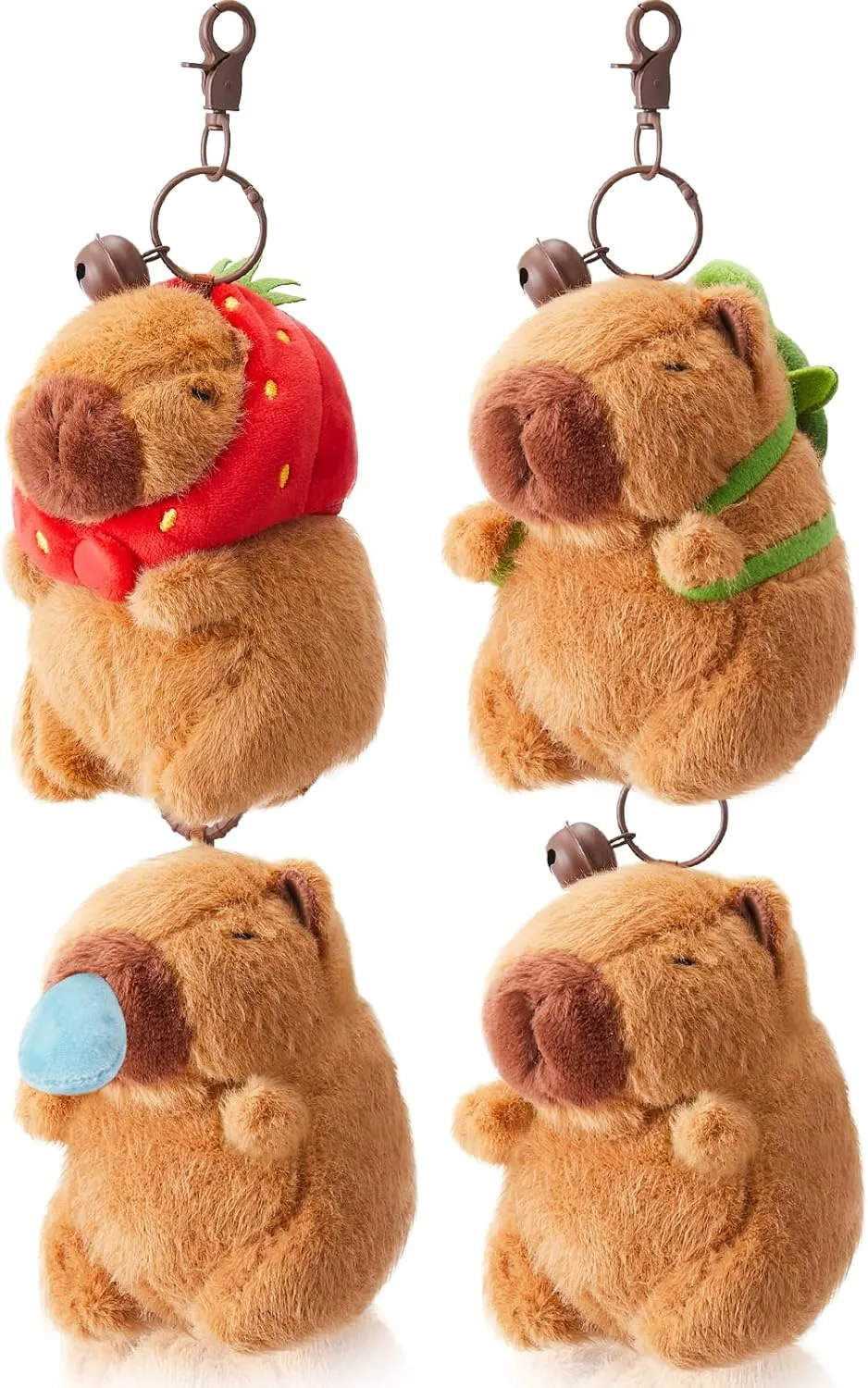4 Pcs Capybara Plush Keychain Toy Realistic Cute Capybara Stuffed Animals Toy Capybara Pendant for Backpack Handbag Birthday Gift