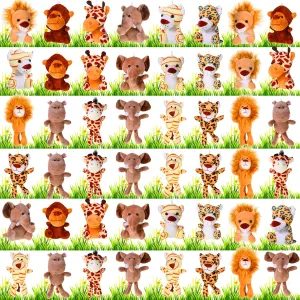 48 Pcs Bulk Mini Jungle Animal Plush Toys Small Stuffed Forest Animals in 4-5.5 Inch Tiny Zoo Animals Toys with Keychains for Safari Animal Themed Parties Teacher Student Award (Sitting, Standing)