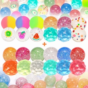 49Pcs Bouncy Balls Party Favors for Kids, Rubber Ball with Storage Bag,Colorful Bouncing Ball Small Fidget Toys for Goodie Bag Stuffers Classroom Prizes Party Supplies Gifts