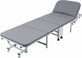 4-Fold Storage Design Foldable Bed with Wheels & Reclining Function, Guest Bed & Office Chaise Lounge for Versatile Use, Lounge Chair Sleeping Cot Bed, Perfect for Office Naps Grey