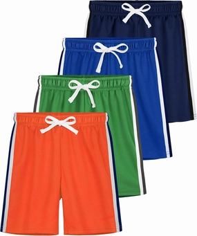 4 Pack Boys Shorts Toddler Boys Athletic Basketball Shorts Clothes Kids Mesh Active Quick Dry Gym Sports with Stripe