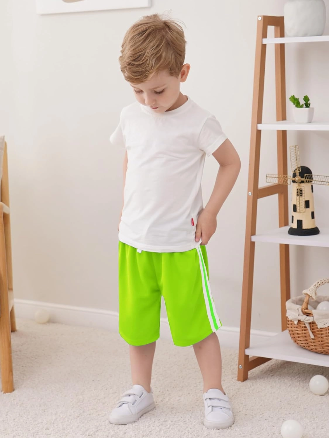 4 Pack Boys Shorts Toddler Boys Athletic Basketball Shorts Clothes Kids Mesh Active Quick Dry Gym Sports with Stripe