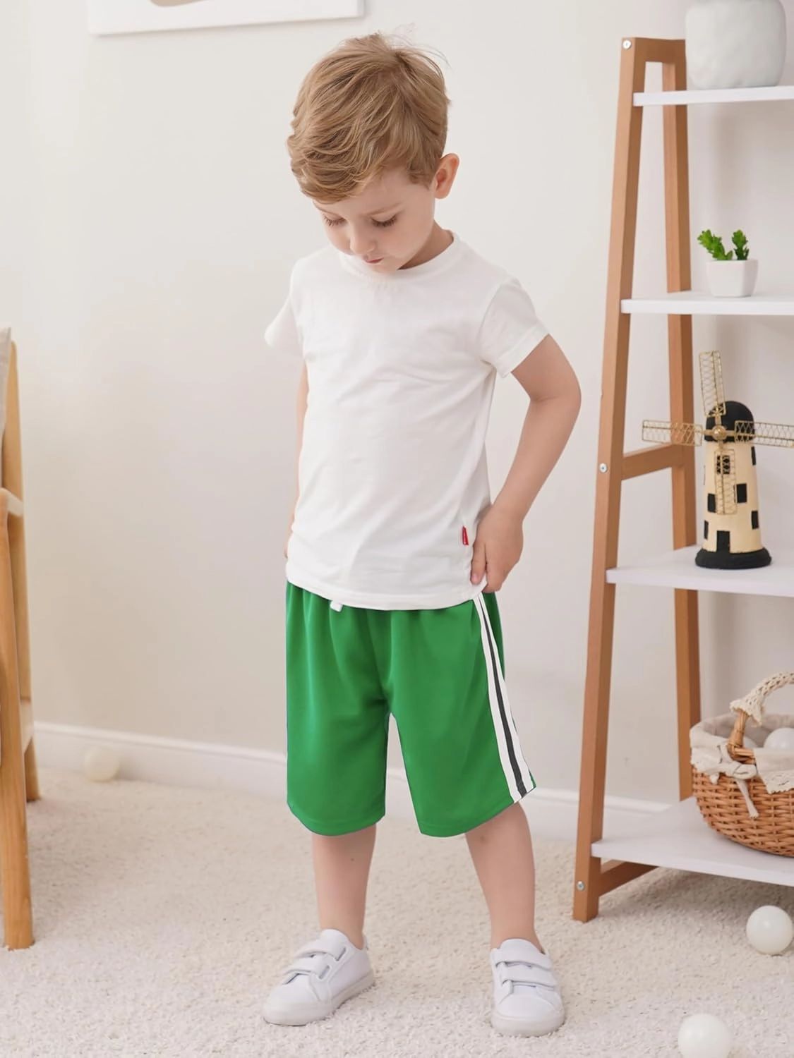 4 Pack Boys Shorts Toddler Boys Athletic Basketball Shorts Clothes Kids Mesh Active Quick Dry Gym Sports with Stripe