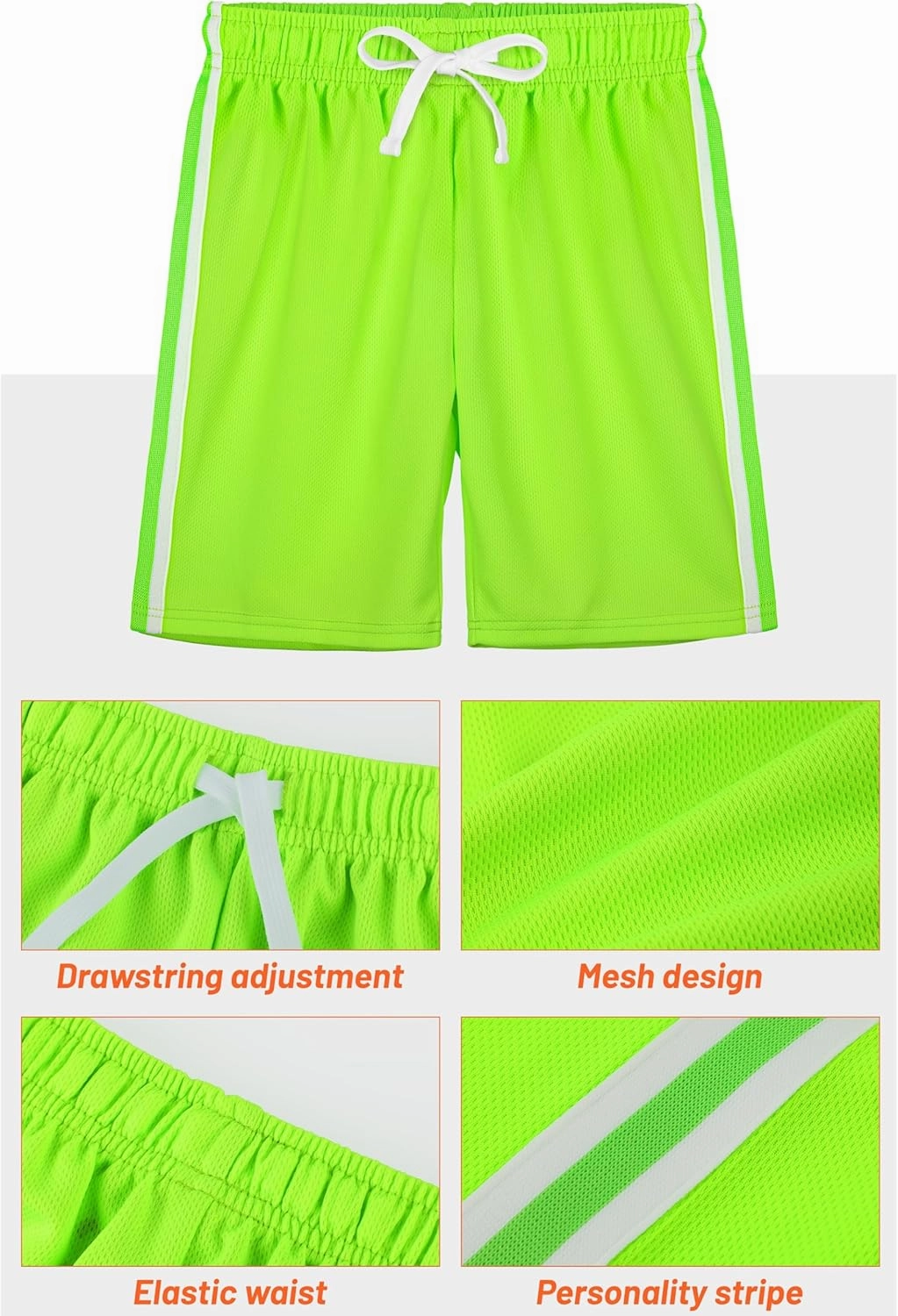 4 Pack Boys Shorts Toddler Boys Athletic Basketball Shorts Clothes Kids Mesh Active Quick Dry Gym Sports with Stripe