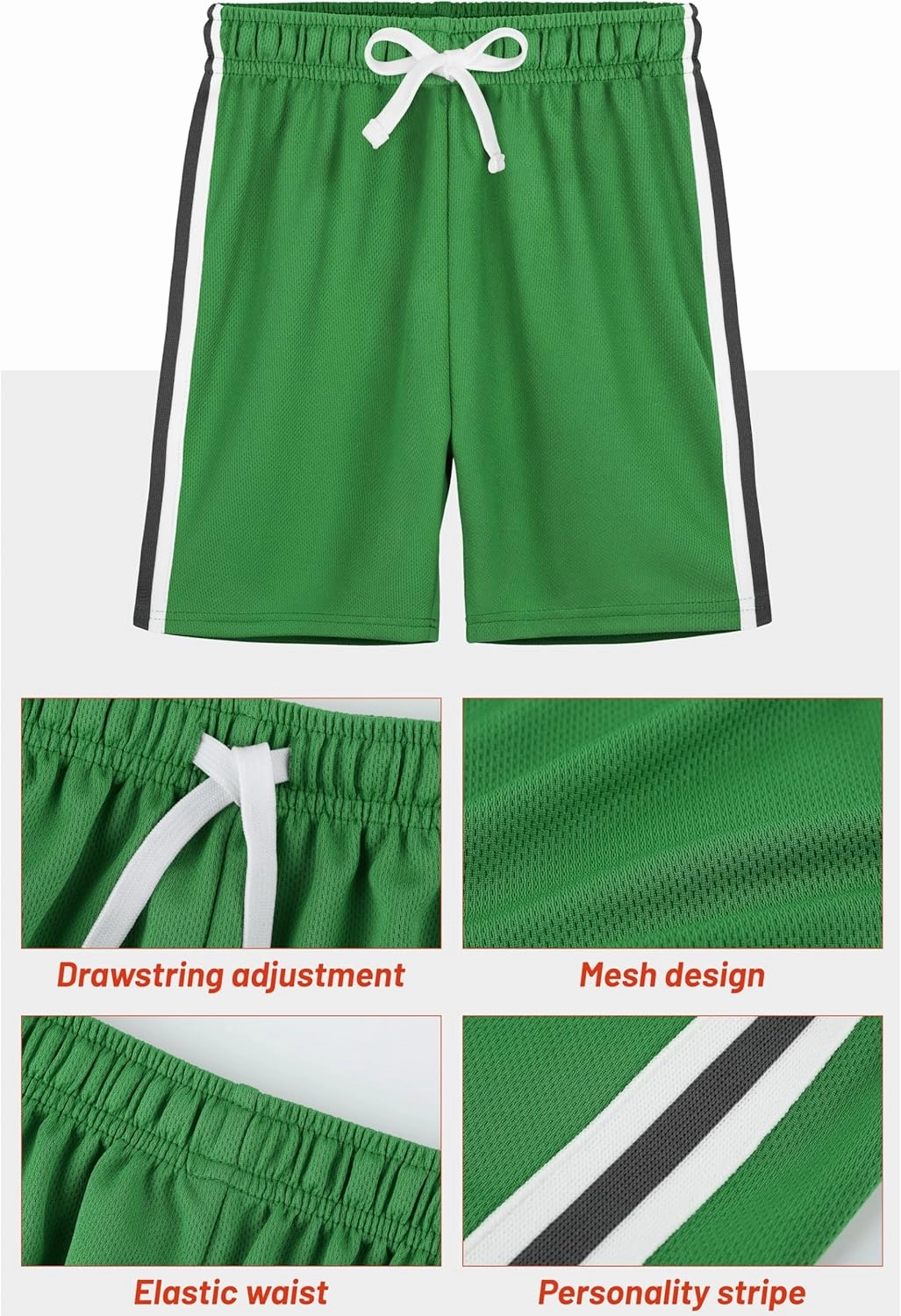 4 Pack Boys Shorts Toddler Boys Athletic Basketball Shorts Clothes Kids Mesh Active Quick Dry Gym Sports with Stripe