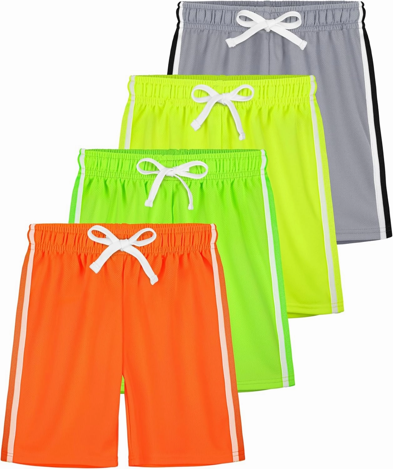 4 Pack Boys Shorts Toddler Boys Athletic Basketball Shorts Clothes Kids Mesh Active Quick Dry Gym Sports with Stripe