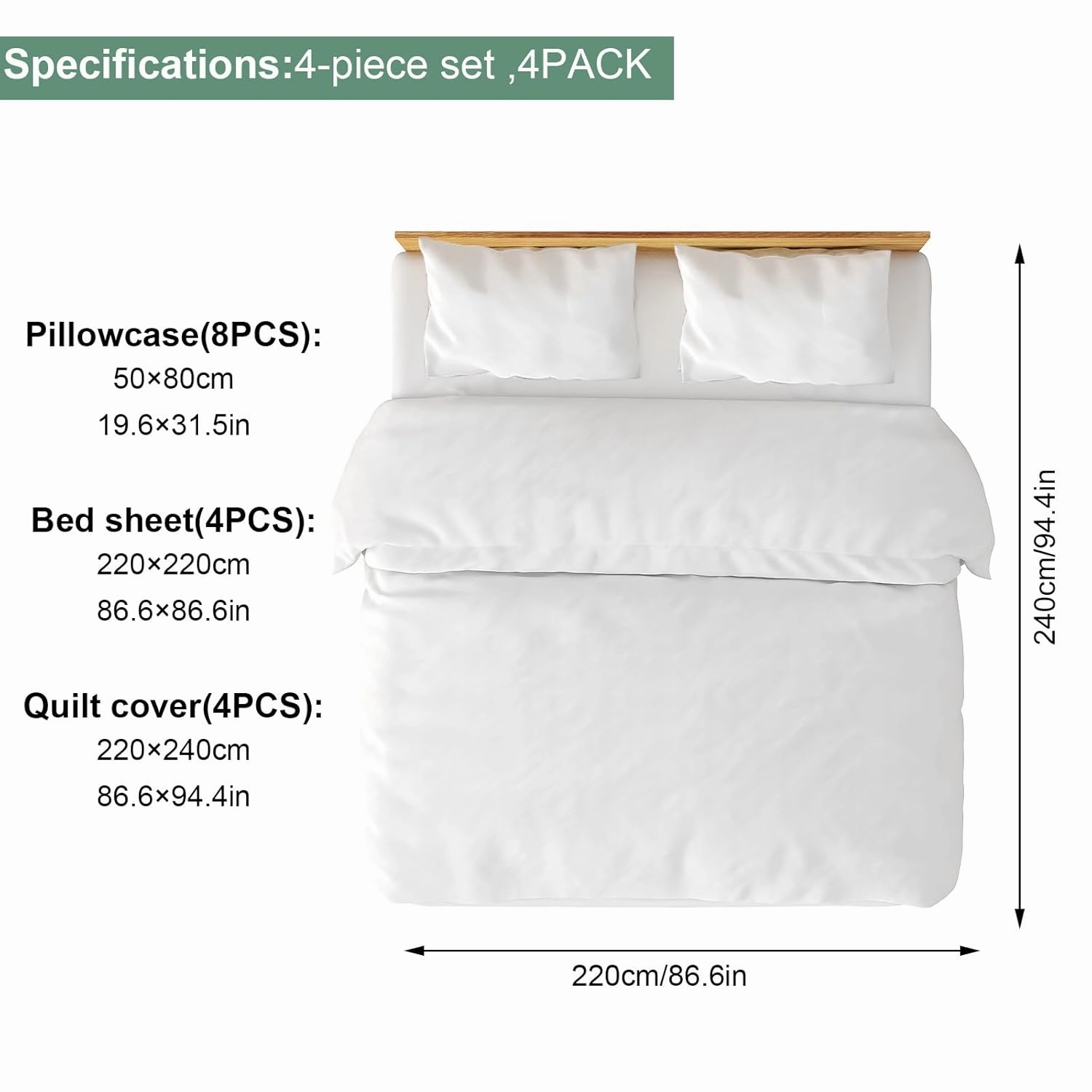 4 Pack Disposable Bed Sheets - Queen Size with Quilt Cover and Pillowcase, Travel Essentials for Hotel, Cruise