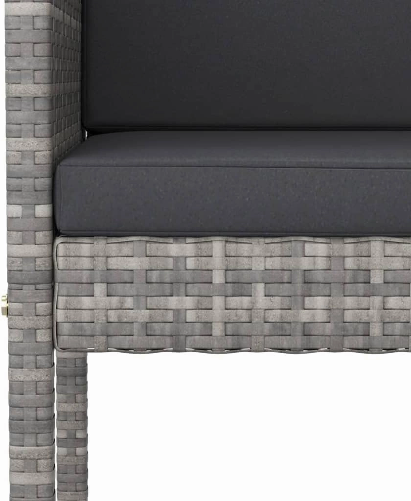 4-Piece Gray Poly Rattan Bar Stools with Cushions for Outdoor Patio Kitchen Dining Living Space – Sturdy Steel Frame Lightweight Design Easy to Clean Weather Resistant