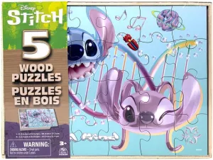 5-Pack Wooden Puzzles for Kids with Storage Tray