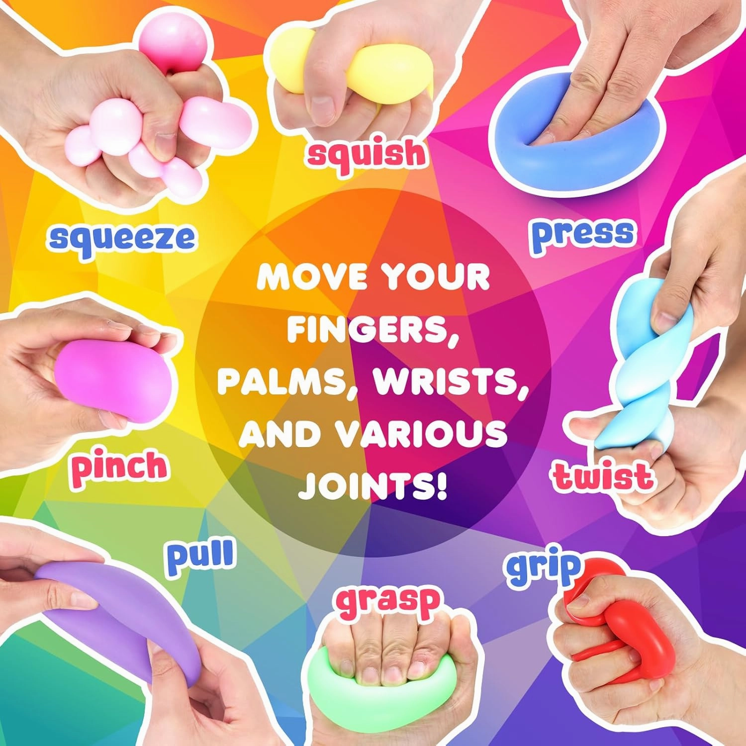 50 Pack Slow Rising Stress Ball, Large Box Stretchy Squishy Ball for Anxiety Relief, Pull Stretch Fidget Toys Bulk for Students, Value Set for Teacher, Offices & Group Therapy