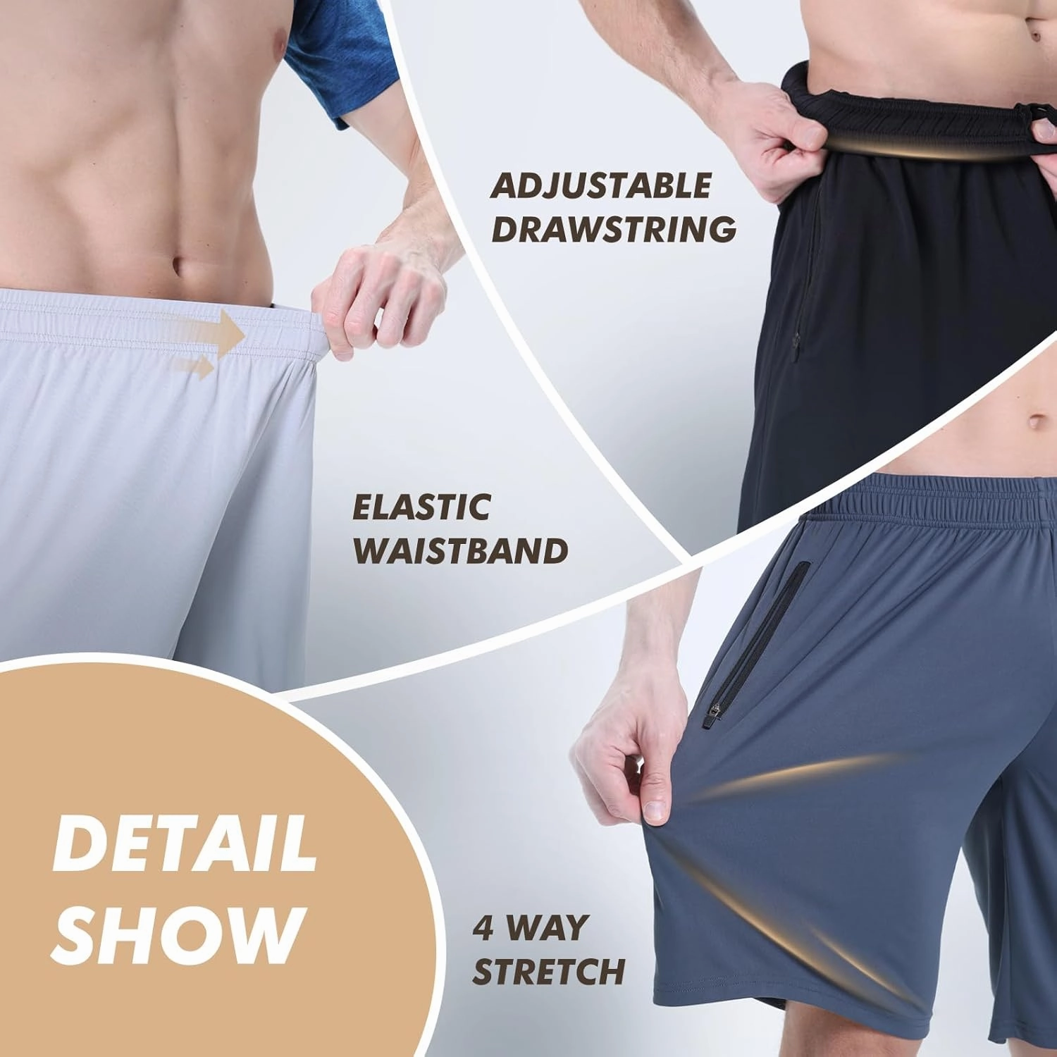 5 Pack Athletic Basketball Mens Shorts with Zipper Pockets - Lightweight Quick Dry Gym Workout Running Shorts for Men