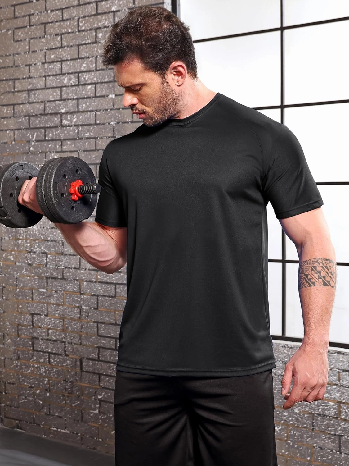 5 Pack Men's Moisture Wicking Shirts Dry Fit Lightweight Breathable Tech Tees for Workout Running Short Sleeve