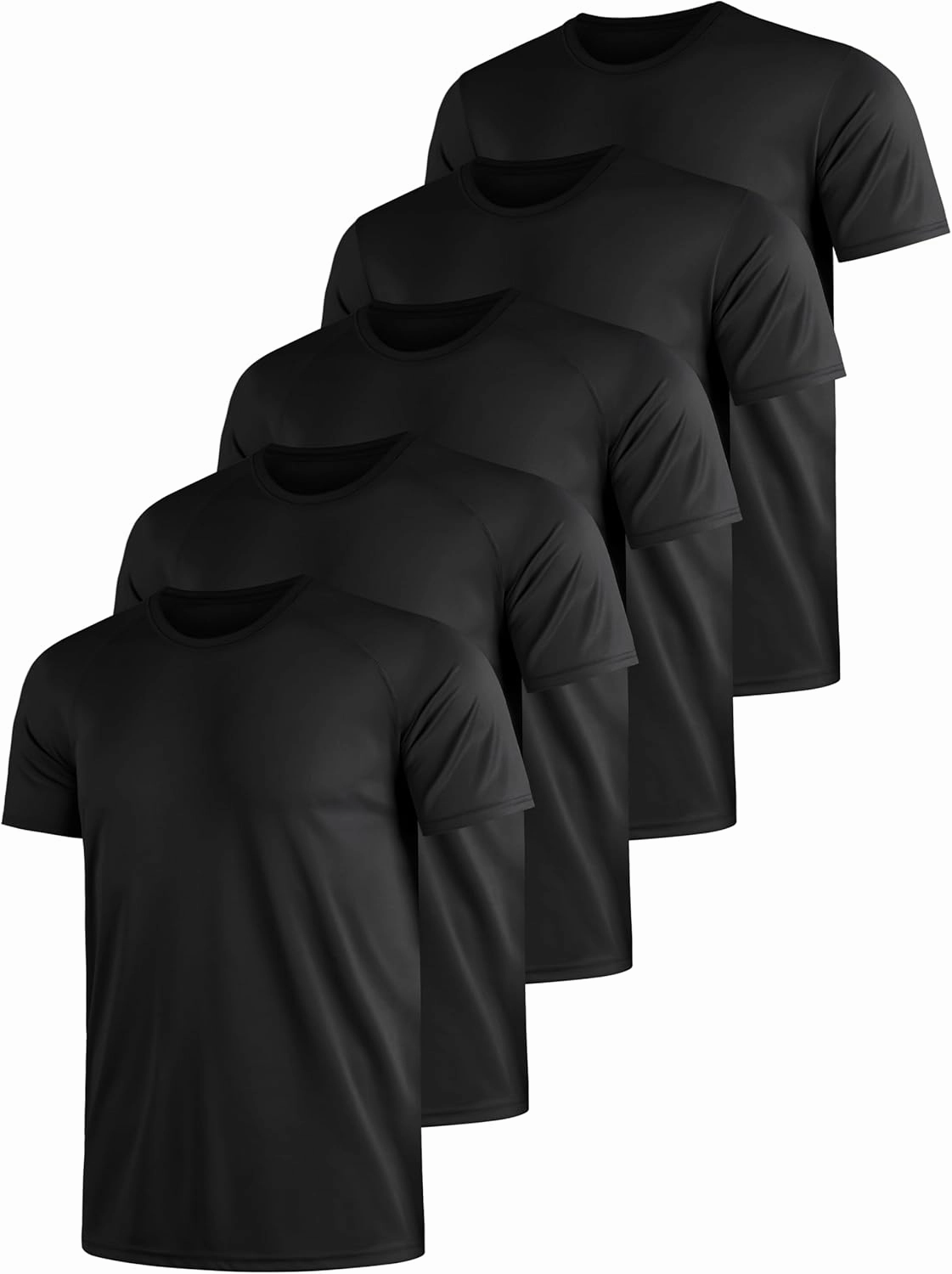5 Pack Men's Moisture Wicking Shirts Dry Fit Lightweight Breathable Tech Tees for Workout Running Short Sleeve