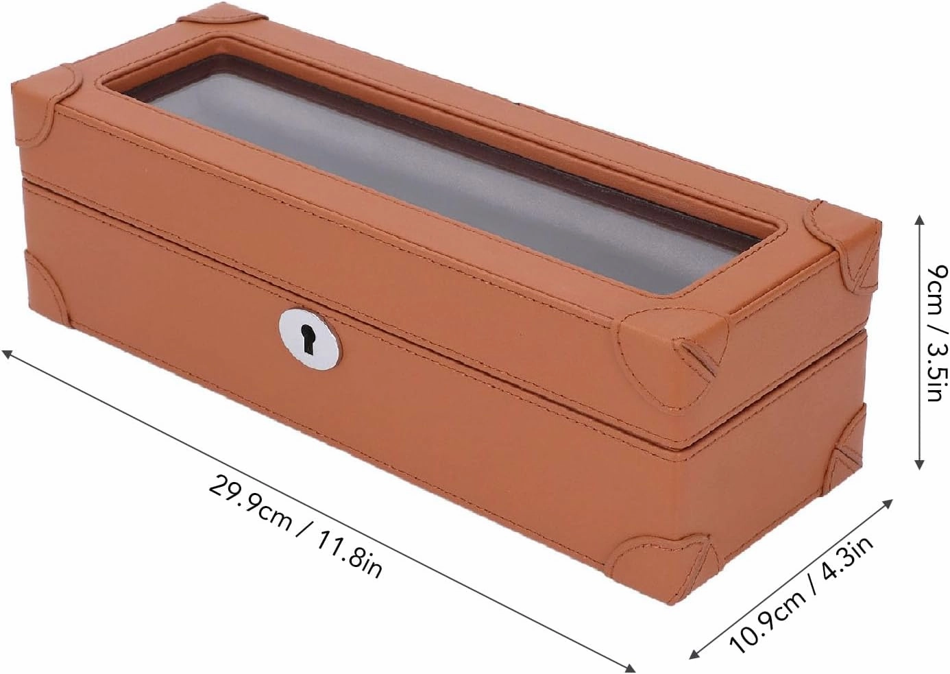 5 Slot Watch Box with Glass Window, Microfiber Leather Exquisite Soft Plush Lining, Mechanical Watch Case, for All Occasions (Brown)