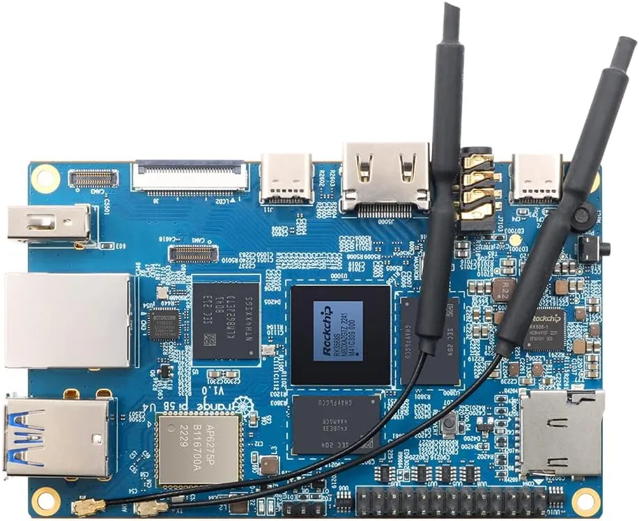 5B 16GB Rockchip RK3588S with 128GB eMMC 8 Core 64 Bit Wi-Fi6, BT5.0 Single Board Computer, 2.4GHz Frequency Open Source Board Run Orange Pi OS,Android,Debian,Ubuntu (Pi 5B 16G128G)