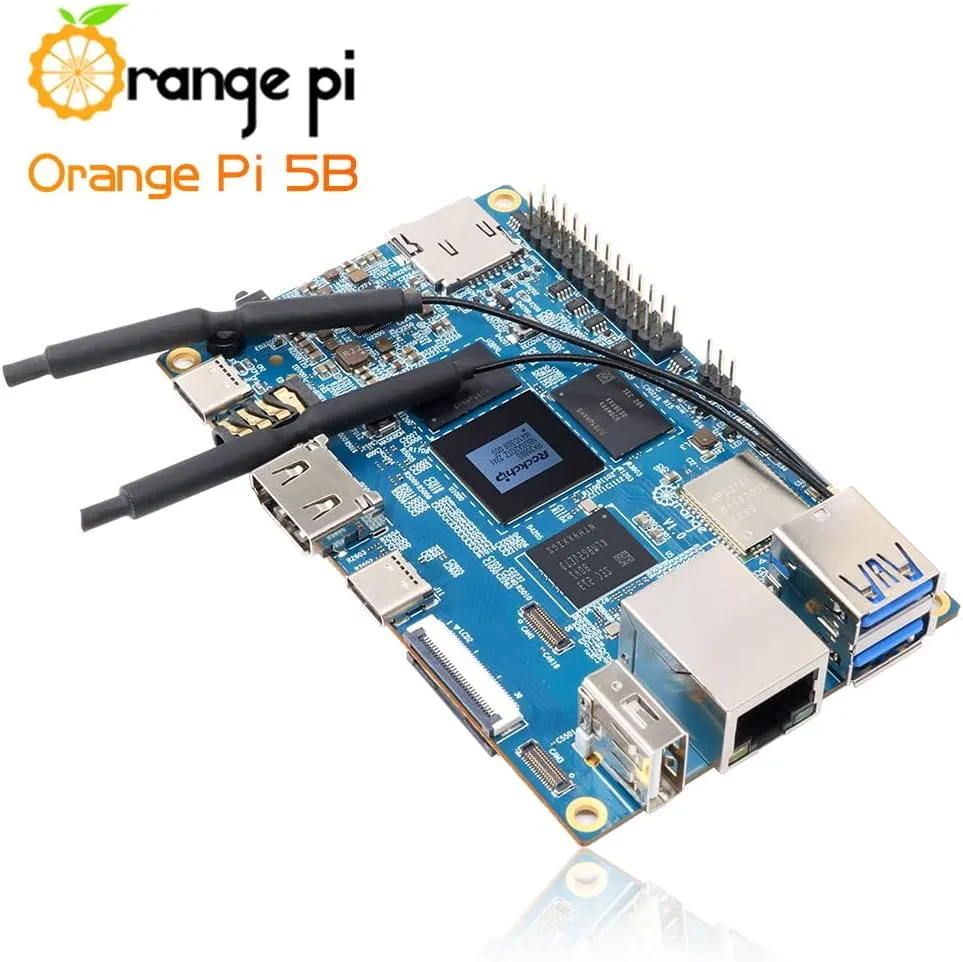 5B 16GB Rockchip RK3588S with 128GB eMMC 8 Core 64 Bit Wi-Fi6, BT5.0 Single Board Computer, 2.4GHz Frequency Open Source Board Run Orange Pi OS,Android,Debian,Ubuntu (Pi 5B 16G128G)
