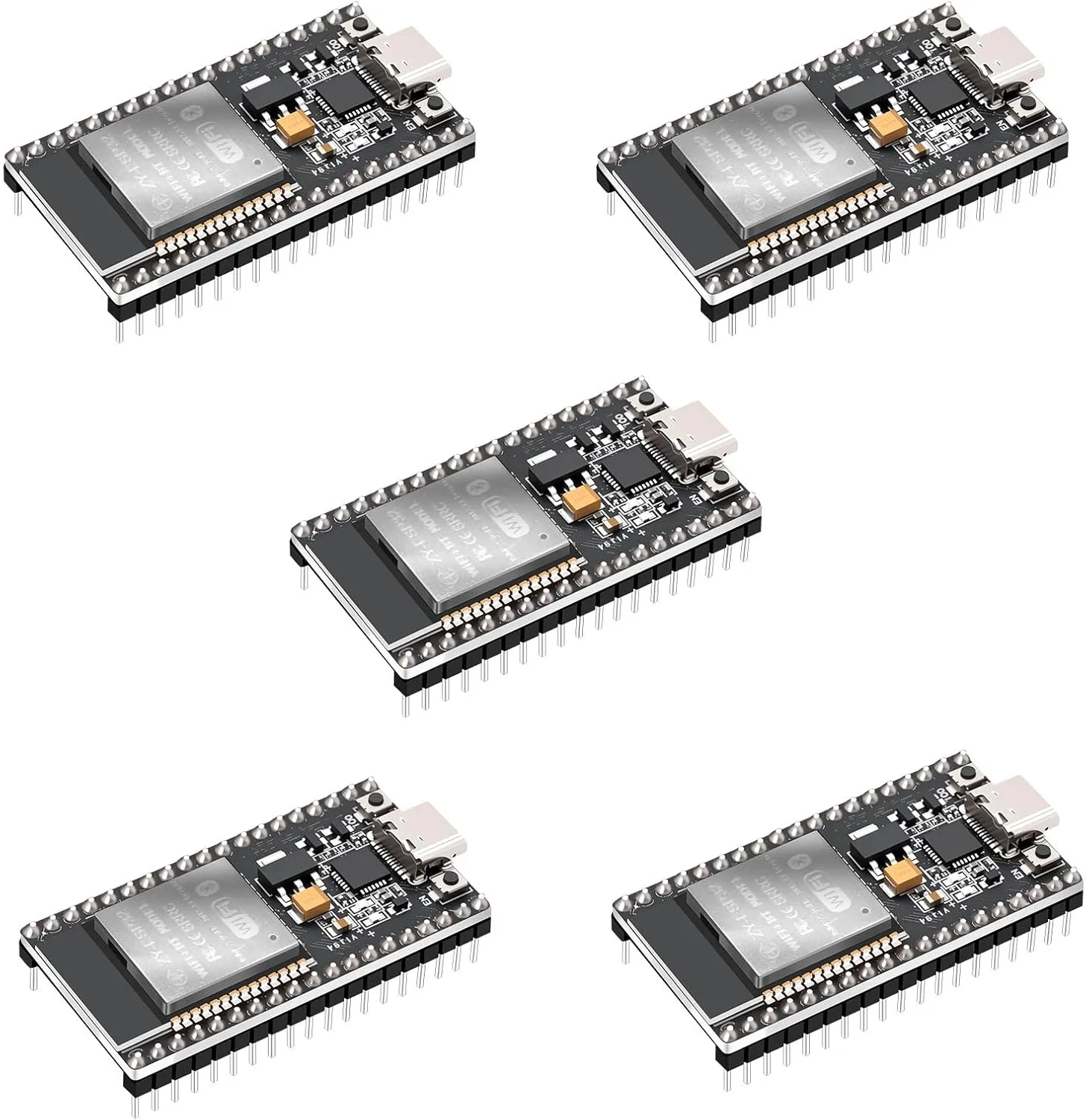 5PCS ESP32 Development Board,LUIRSAY ESP32 DevKit with 2.4GHz WiFi   Bluetooth Dual Core,CP2102 Chip,ESP32 USB-C Port,Support AP/STA/AP STA,for Arduino IDE(39Pin)