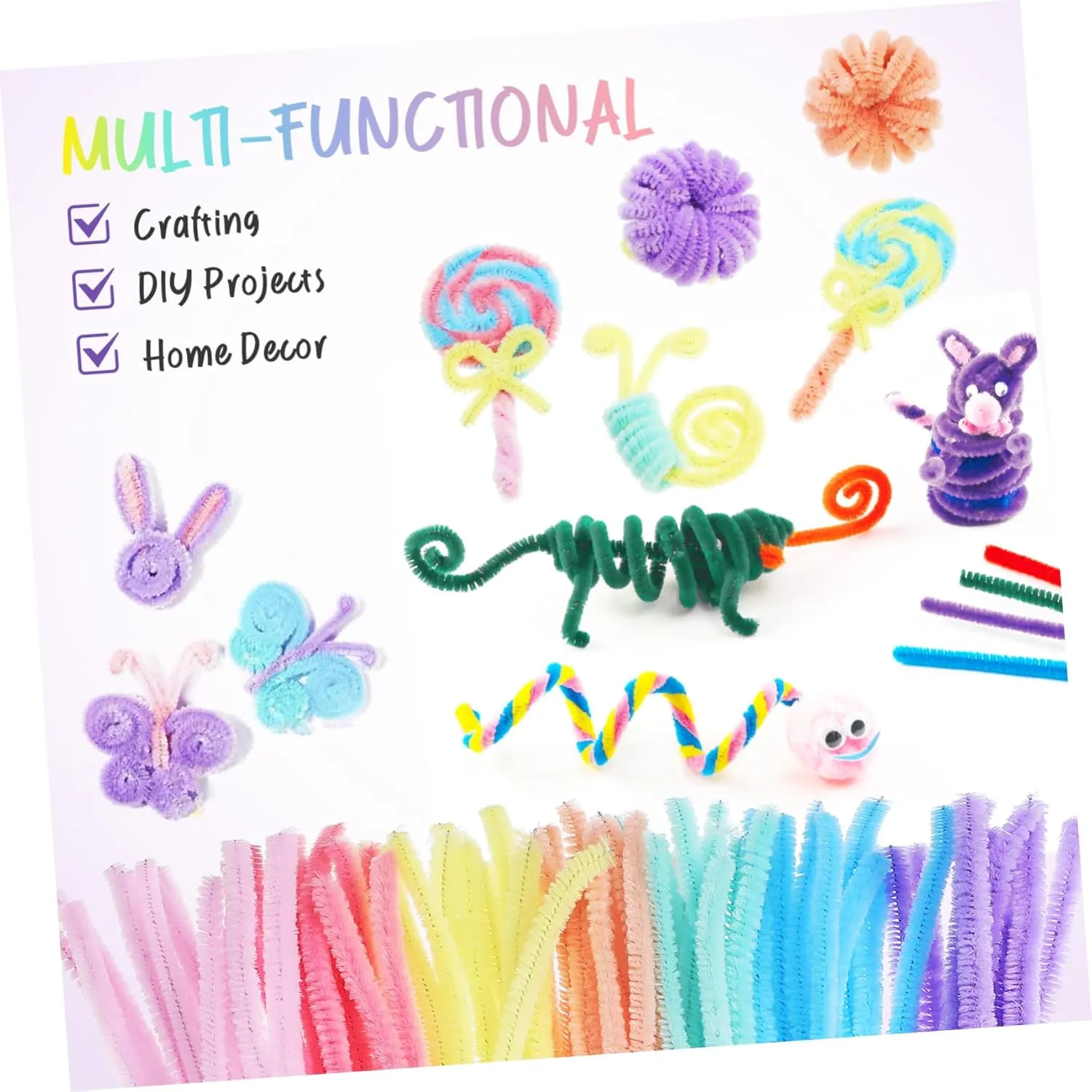 5sets Thick Craft Pipe Cleaners White Fuzzy Stems for DIY Decorations 300pcs*5