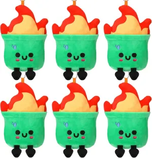 6 Pcs Dumpster Plush Toy with Fire for Keychain, Funny Positive Dumpster Plushie Emotion Support Motivation Gift for Coworker Employees Friends Party Favors Goodie Bag Fillers