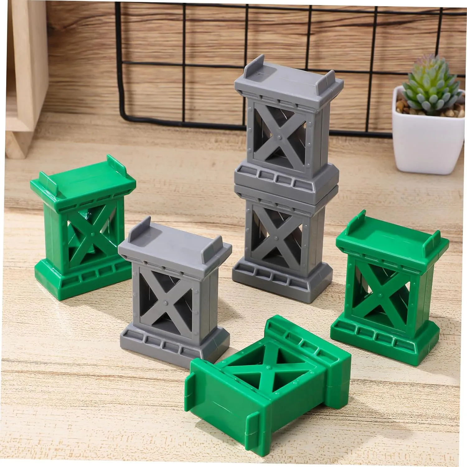 6 Pcs Train Track Toys Train Track Bridge Supports Track Support Bridge Support for Wood Train Railway Accessories Train Bridge Pier Train Accessories Train Bridge Riser