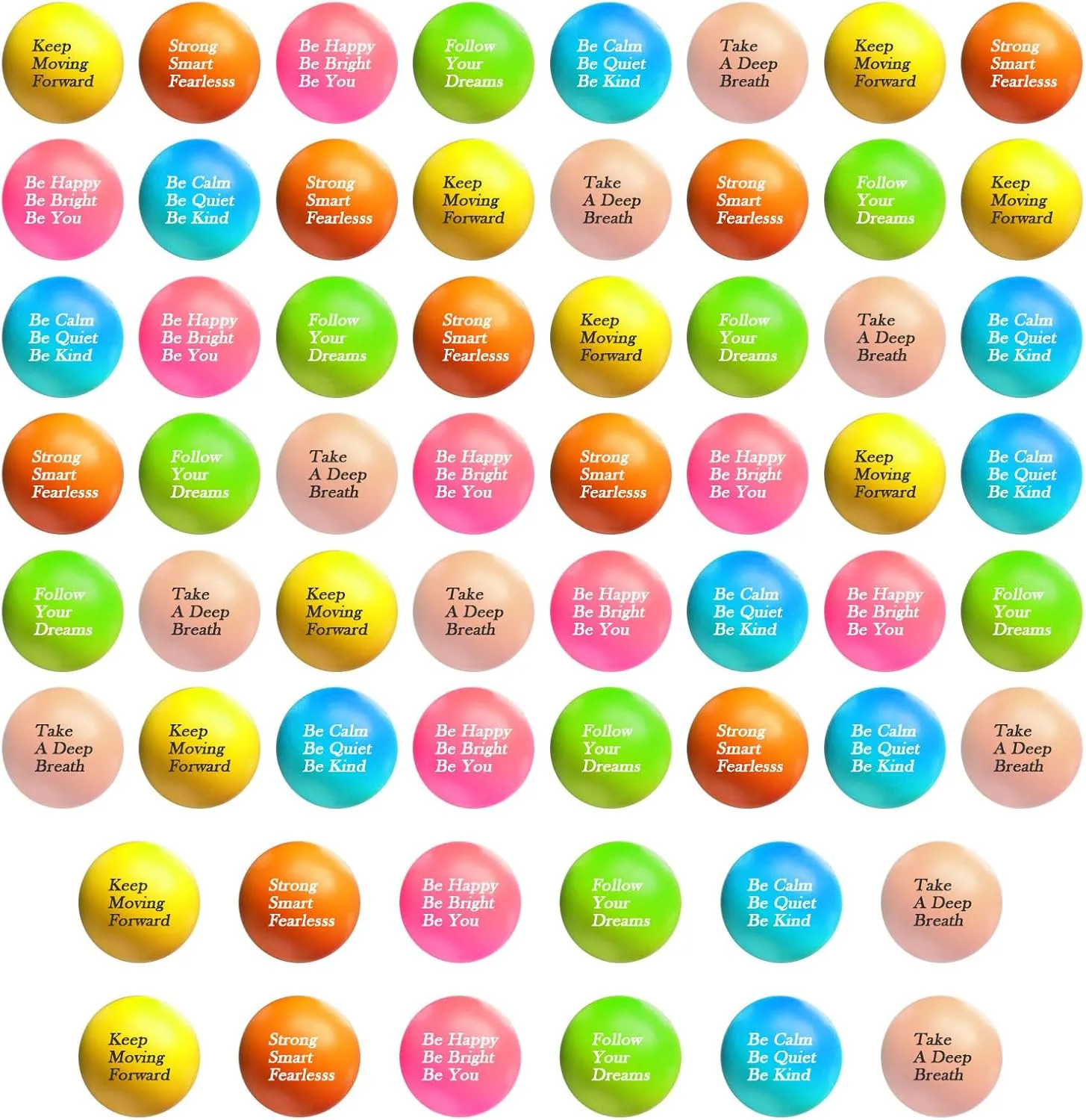 60 Pcs Motivational Stress Balls Bulk, 1.57 Inch Colorful Foam Stress Balls Hand Exercise Ball Relief Gifts for Office Small Anxiety Ball Autism Toy Easter Basket Stuffs（6 Colors）
