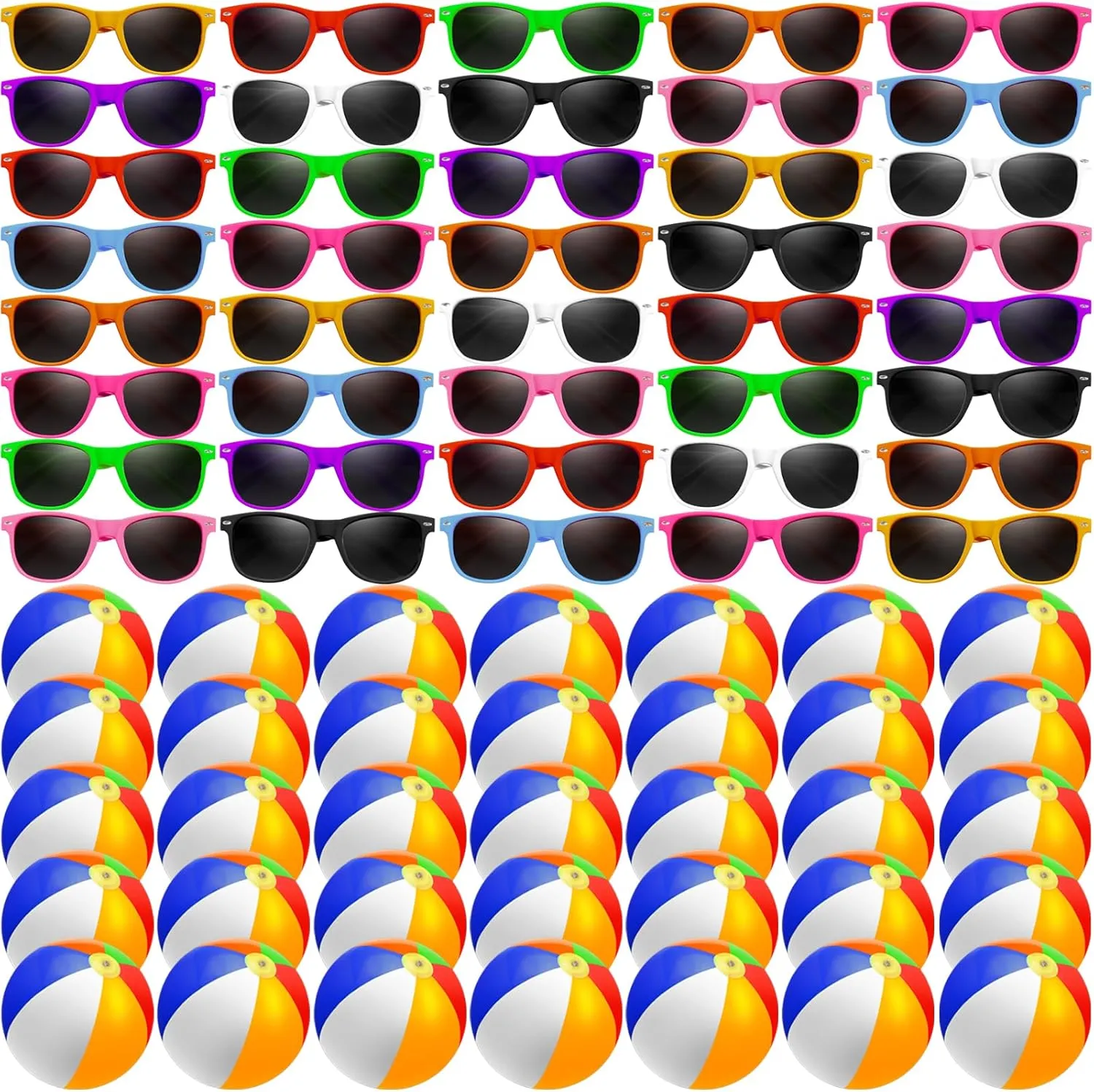 60Pcs Sunglasses Beach Balls Bulk Party Favors for Kids 30Pcs Neon Sunglasses 30Pcs 12" Beach Balls Kid Boys Girls Graduation Party Supplies for Summer Beach Pool Party Favors Goodie Bag Favors