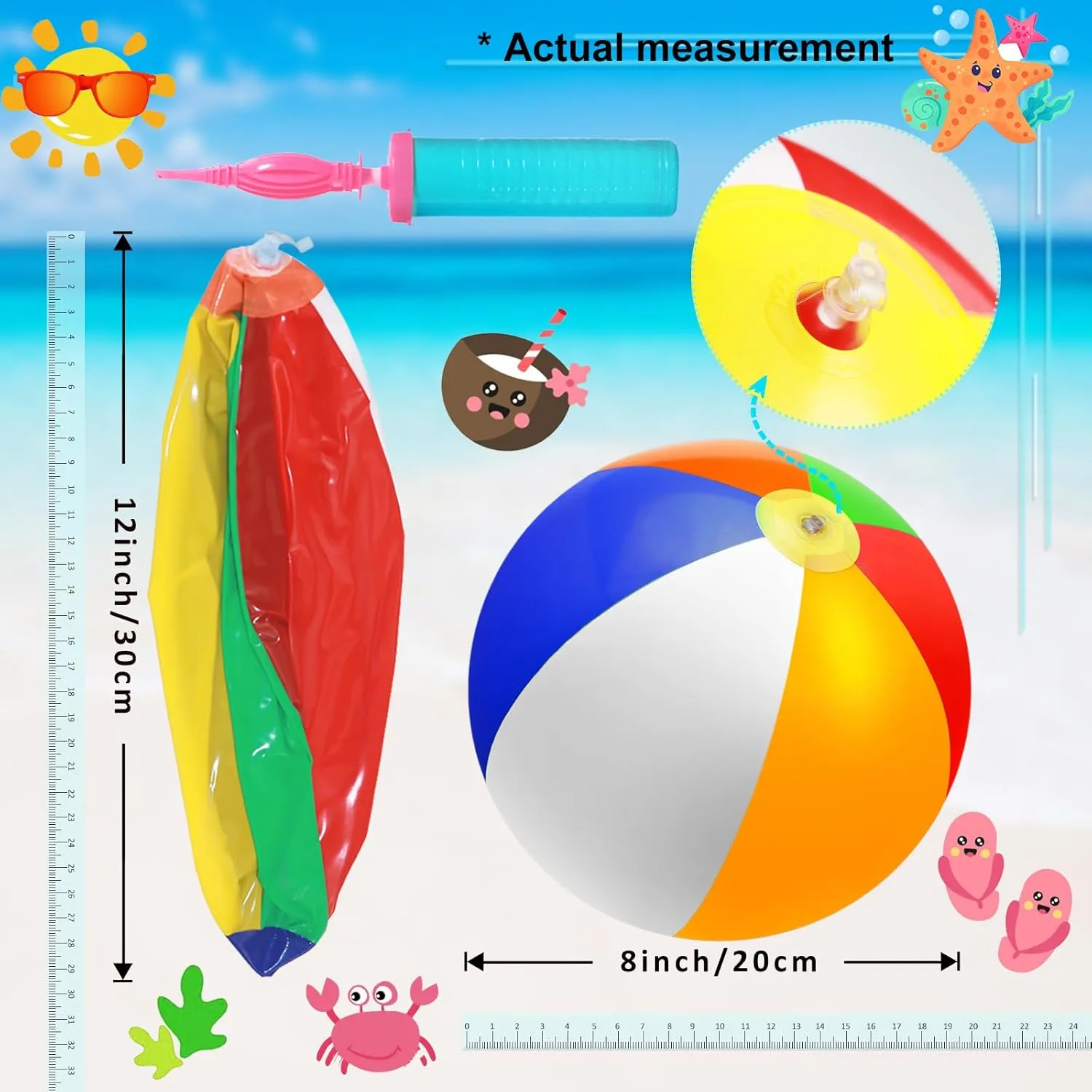 60Pcs Sunglasses Beach Balls Bulk Party Favors for Kids 30Pcs Neon Sunglasses 30Pcs 12" Beach Balls Kid Boys Girls Graduation Party Supplies for Summer Beach Pool Party Favors Goodie Bag Favors