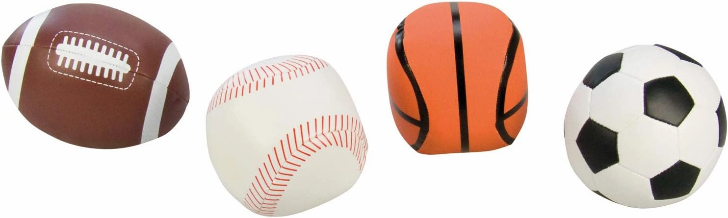 62164 Soft Sports Balls, Set of 4, 10 cm, Multicoloured
