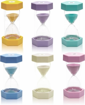 6 Pcs Colorful Hourglass Sandglass Timer Sand, Sand Timer, Clock Timer 3/5/10/15/20/30 Minutes for Kids Games Classroom Home Office Kitchen Use