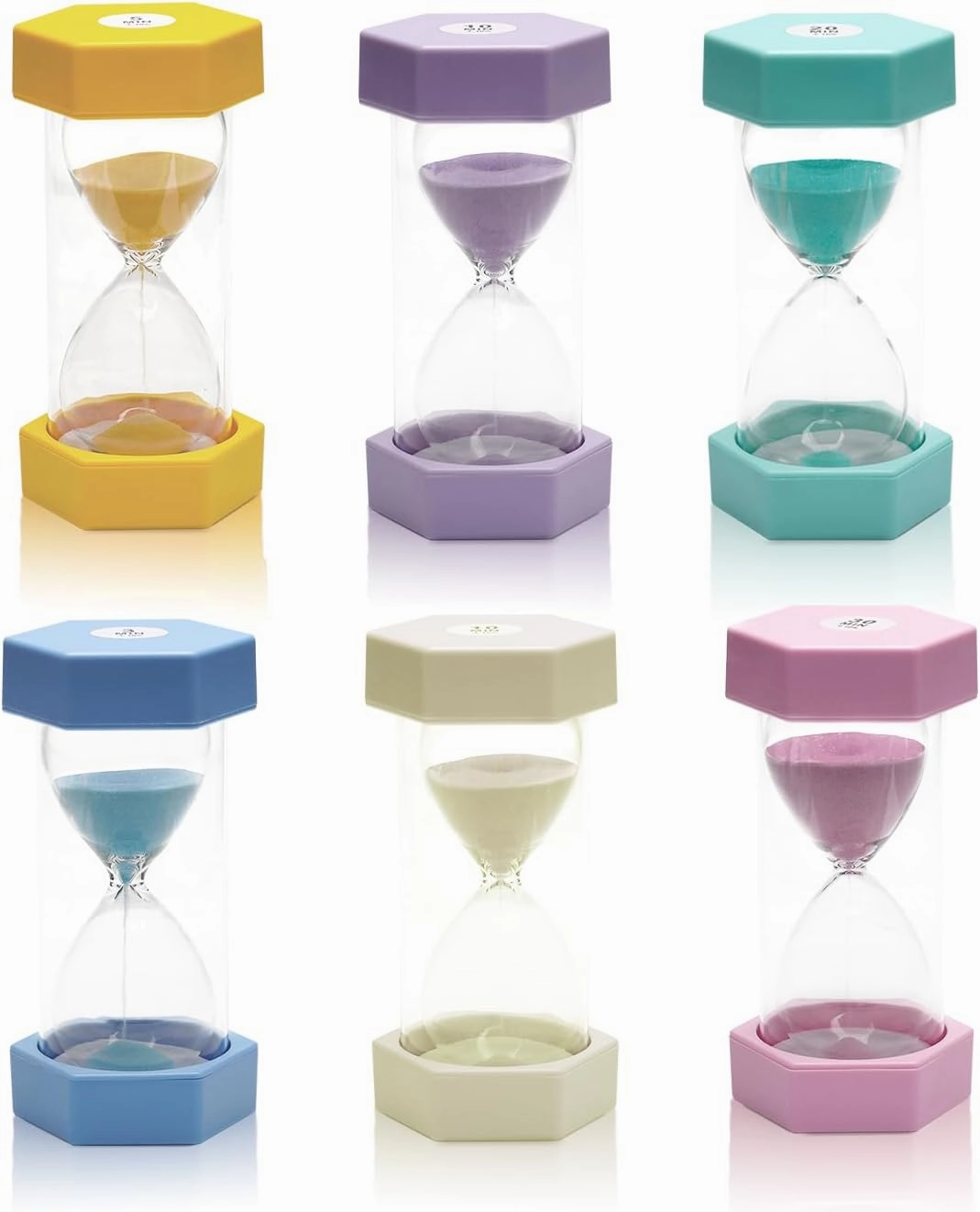 6 Pcs Colorful Hourglass Sandglass Timer Sand, Sand Timer, Clock Timer 3/5/10/15/20/30 Minutes for Kids Games Classroom Home Office Kitchen Use