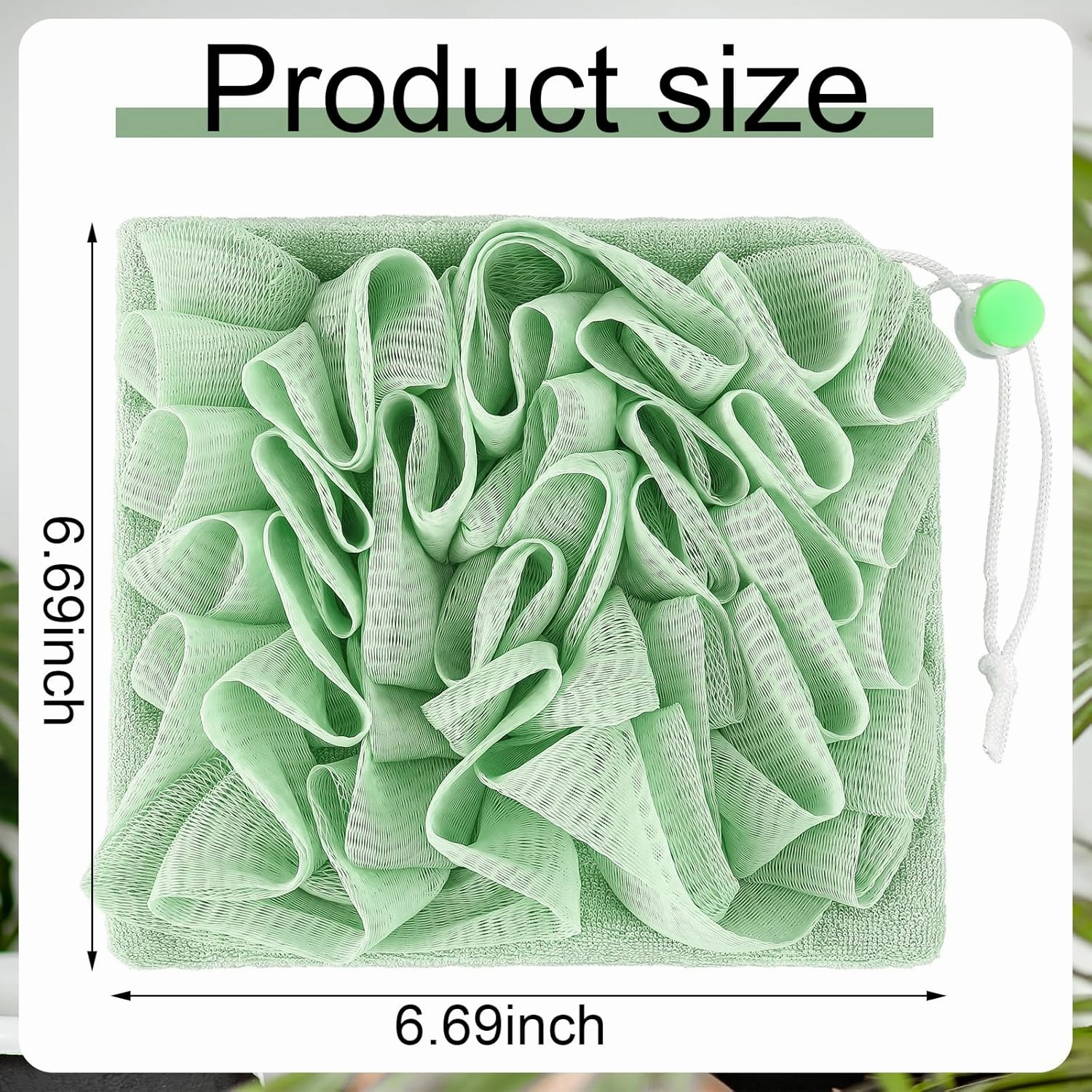 6 Pcs Washcloth Loofah Combo, 2 in 1 Bath Loofah Sponge with Drawstring, Exfoliation Mesh Shower Puff Ball for Body Wash Cleansing and Smooth Skin(Multicolor)