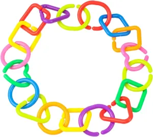 75Pcs Geometric Link Chain for Boy Girl Fun Sensory Rings for Early Education Lightweight for Crib Stroller and Diaper Bag Develop Fine Motor Skills