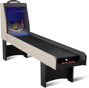 8’ Roll and Score Classic Arcade Game Table, Roll and Score Game Set with LED Electronic Scorer, Sound, Automatic Ball Return for Adults Kids Family Recreation Game Rooms - 4 Balls Included