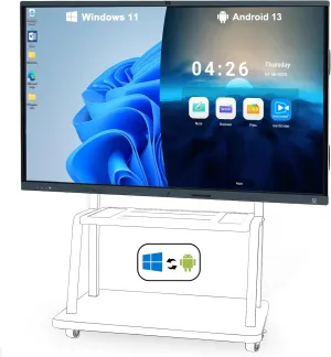 86" Smart Board, 4K Touch Screen Interactive Whiteboard with Windows 11 Pro & Android 13.0, All-in-One Computer Built in AI Camera and 8 Mics for Office and Classroom