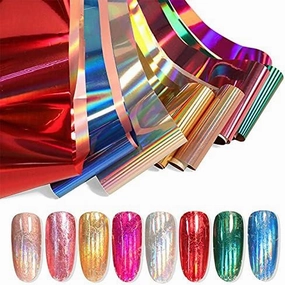 8 Pieces Holographic Nail Foil Colorful Stickers Transfer Starry Stickers Sliders for Decoration Nail Art Tips Manicure Tools