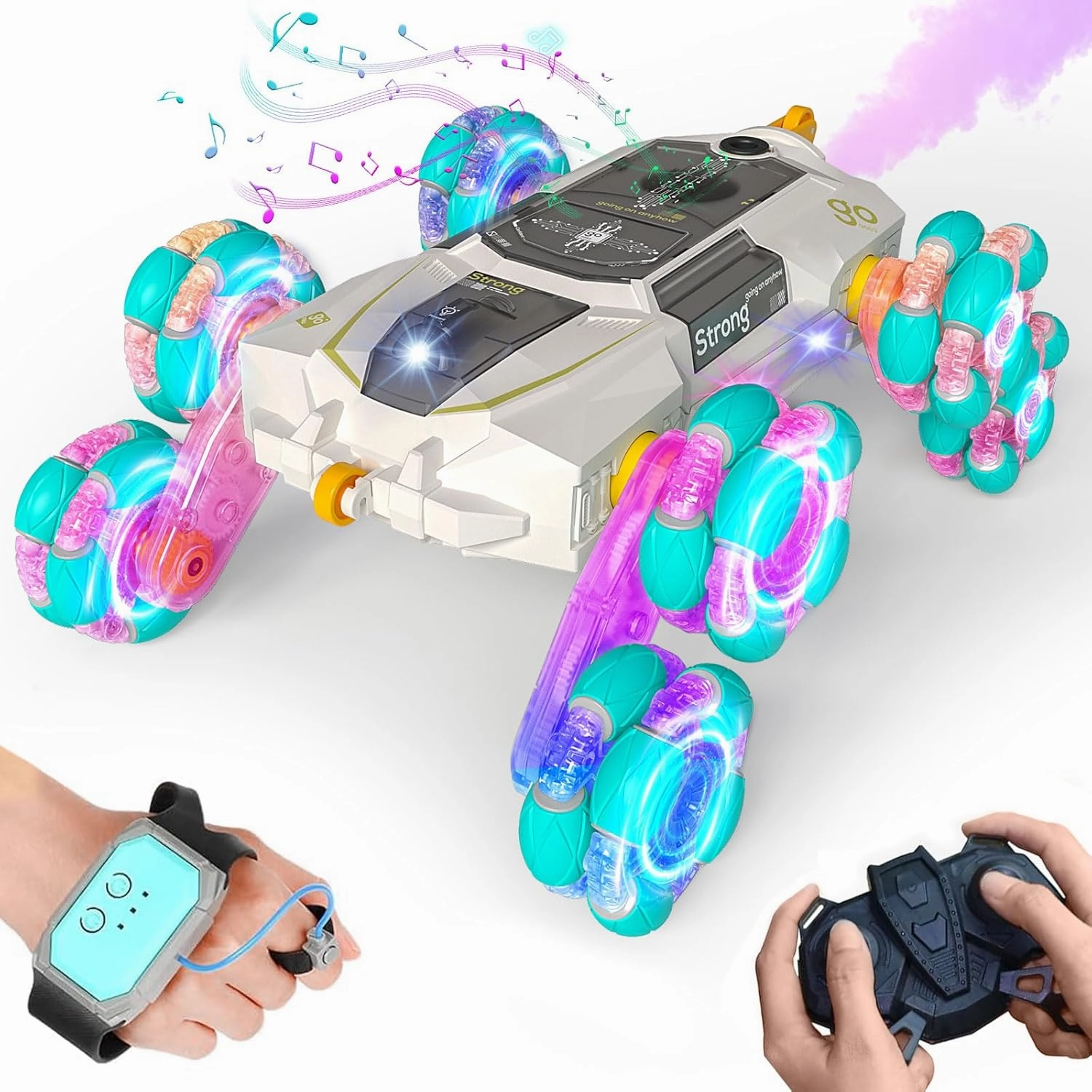 8WD Gesture Sensing Rc Stunt Cars Toys for Kids Age 6-13, Hand Controlled Stunt Car, 2.4Ghz Double-Sided Drift Stunt Car, Xmas Best Gift Ideas for Boys Girl Age 6 7 8 9 10 11 12  Year (White)
