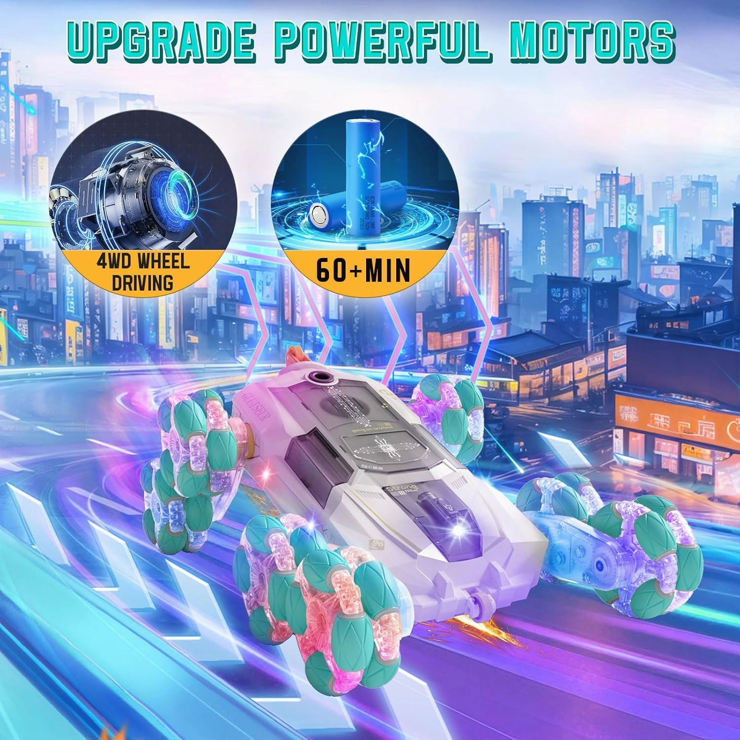 8WD Gesture Sensing Rc Stunt Cars Toys for Kids Age 6-13, Hand Controlled Stunt Car, 2.4Ghz Double-Sided Drift Stunt Car, Xmas Best Gift Ideas for Boys Girl Age 6 7 8 9 10 11 12  Year (White)